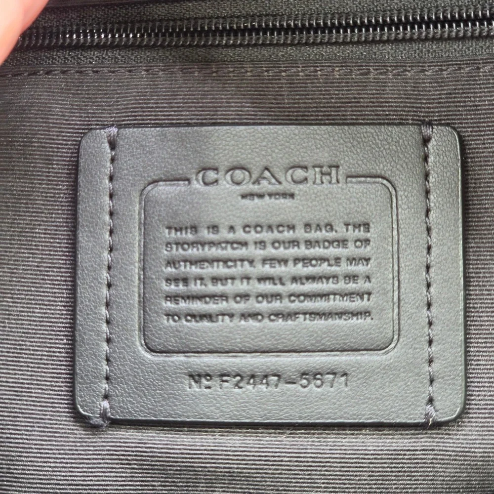 Coach Backpack Medium Black West Signature Canvas Pebble Leather F2447-5871